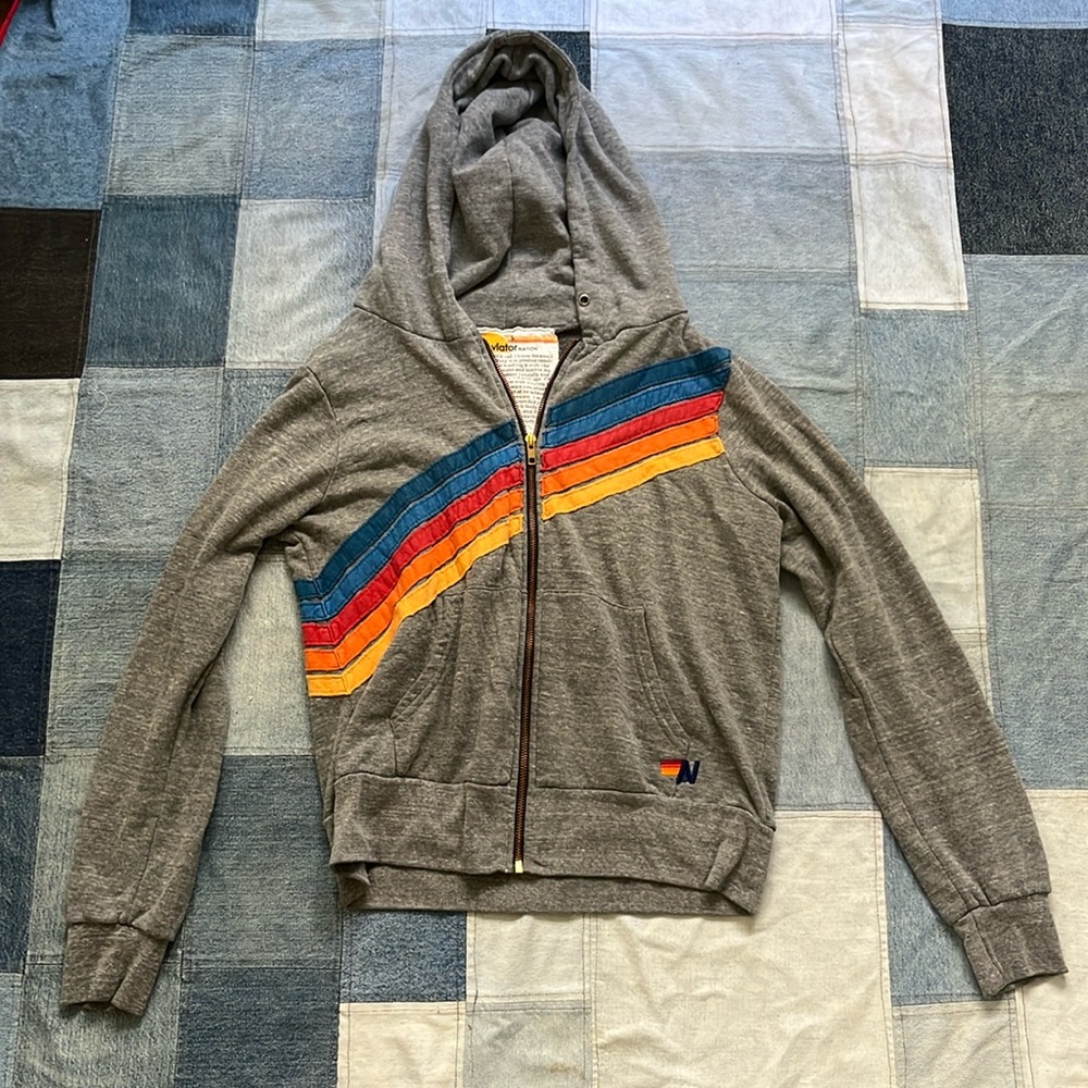 Aviator nation gray zip up hoodie